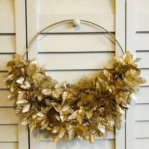 3/$20 Gold Leaf Sparkle Metallic Fancy Floral Decor Christmas NYE Holiday Wreath