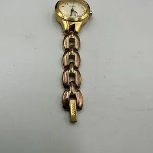 3/$30 Guess Watch Women Gold Tone White Dial 28MM New Battery 6.25 Inch