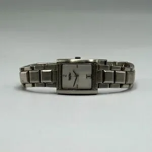 3/$30 Mossimo Watch Women Silver Rectangle Case Date Window New Battery 7.5"