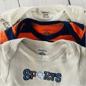 3 Gerber Cotton Infant Short Sleeve Bodysuits 0-3 Months