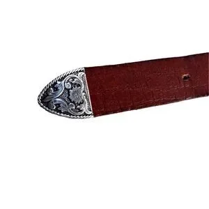 3D Embossed Silver / Leather Belt girls belt