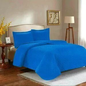 3PC Quilt Bedspread Set Oversized Queen Indigo Bunting