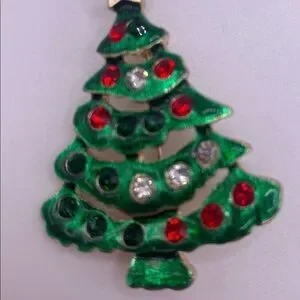 4/$20 Rhinestone Embellished Enamel Christmas Tree Pin