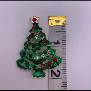 4/$20 Rhinestone Embellished Enamel Christmas Tree Pin