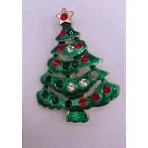 4/$20 Rhinestone Embellished Enamel Christmas Tree Pin