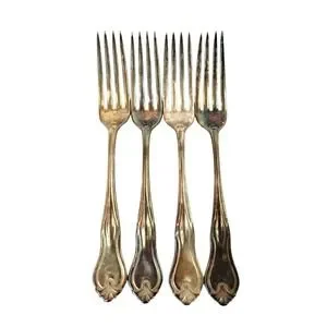 4 EHH Smith National Silverplate FLEMISH Dinner Forks Art Nouveau 1900