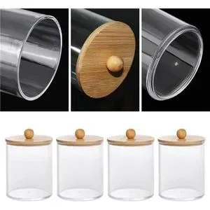 4 Pack Qtip Holder 10-Ounce Bathroom Organizer Accessories Storage Containers