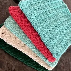 5 Crocheted Dish Cloths / Wash Cloths / Potholders Facecloths Trivet 100% Cotton