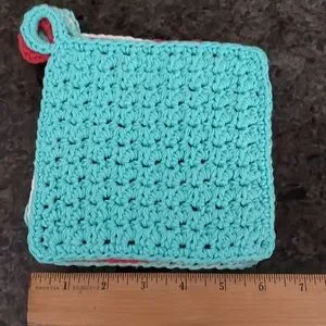 5 Crocheted Dish Cloths / Wash Cloths / Potholders Facecloths Trivet 100% Cotton