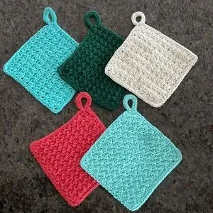 5 Crocheted Dish Cloths / Wash Cloths / Potholders Facecloths Trivet 100% Cotton