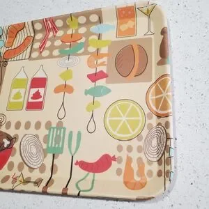 50's - 60’s Style BAR-B-Q Serving Tray Approximately 12" × 9" Vintage 70's RARE