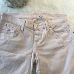 7 For All Mankind Pink Cigarette Distressed Destroyed‎ Slim Slimming Size 26