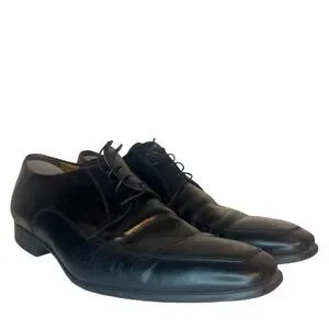 $700 Santoni Italian Leather Dress Shoes 8.5 Prichard Apron Toe Derby Oxford