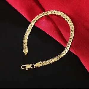 8 Inch 18k Gold Bracelet 5MM Side Chain Bracelet For Woman Man Wedding Jewelry