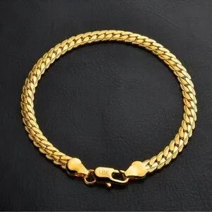 8 Inch 18k Gold Bracelet 5MM Side Chain Bracelet For Woman Man Wedding Jewelry