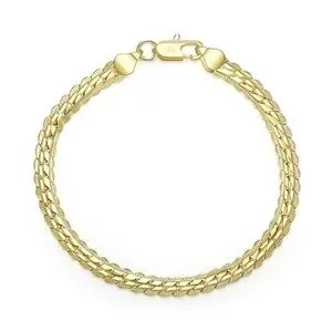 8 Inch 18k Gold Bracelet 5MM Side Chain Bracelet For Woman Man Wedding Jewelry