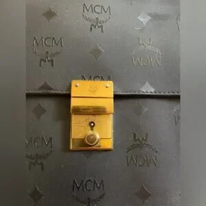 80s Vintage Black MCM Envelope Style Soft Briefcase With Key