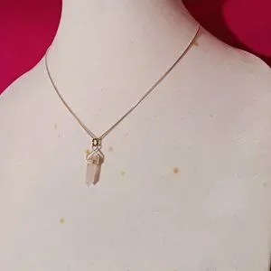 90s Vintage Sterling Silver And Rose Quartz Pendant Necklace