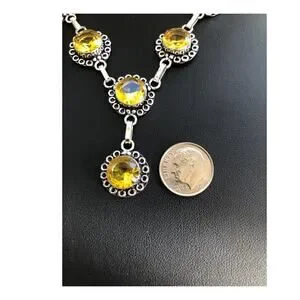 925 Sterling Faceted Citrine Necklace 20"