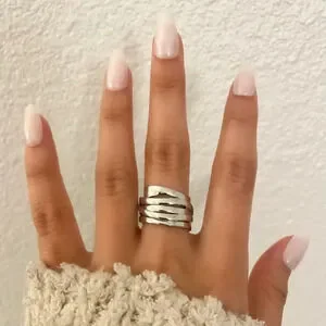 925 Sterling Silver Chunky Bold Statement Ring Large Thick Ring Multi Layer