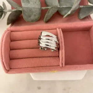 925 Sterling Silver Chunky Bold Statement Ring Large Thick Ring Multi Layer