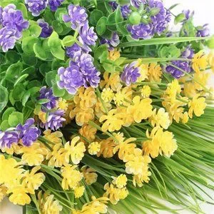 9pcs Artificial Flowers UV Resistant Faux Outdoor Fake Plastic Flowers Cemetery
