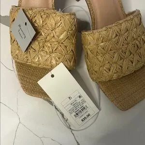 A New Day Women's Beige Woven Slide Sandals