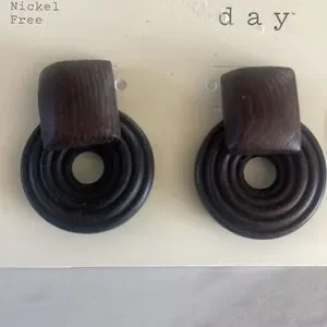A New Day Wood Earrings Brown Nickel Free Boho Jewelry New Size Small