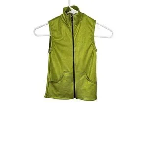 A Wish Come True Metallic Green Vest Dance Costume Size S Unisex Child Zip Up