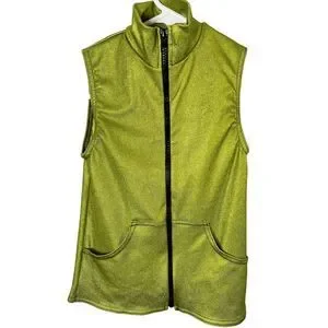 A Wish Come True Metallic Green Vest Dance Costume Size S Unisex Child Zip Up