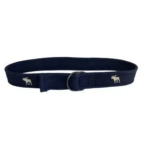 ABERCROMBIE & FITCH Kids Belt Size 8 Navy Blue A+F Moose Logo Adjustable D-ring