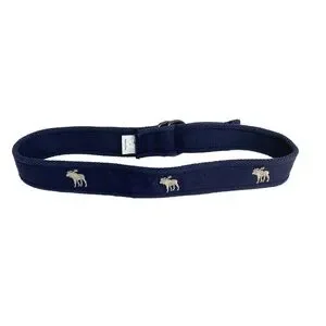 ABERCROMBIE & FITCH Kids Belt Size 8 Navy Blue A+F Moose Logo Adjustable D-ring