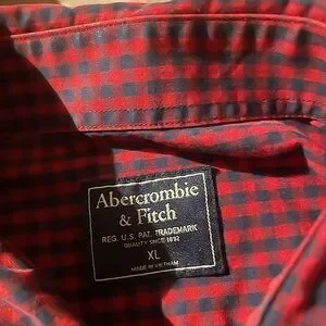Abercrombie & Fitch Men's (XLg) Preppy Burgundy And Navy Plaid Button Down Shirt