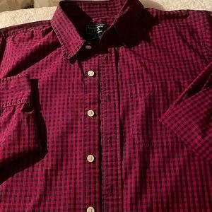 Abercrombie & Fitch Men's (XLg) Preppy Burgundy And Navy Plaid Button Down Shirt