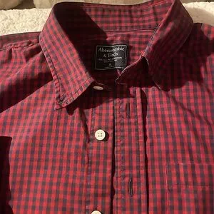Abercrombie & Fitch Men's (XLg) Preppy Burgundy and Navy Plaid Button Down Shirt