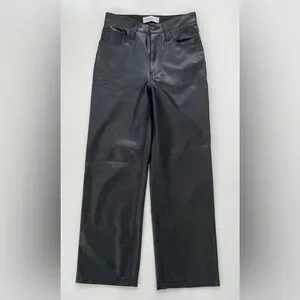Abercrombie & Fitch Women's Black Vegan Leather 90s Relaxed Pant Size 26 Or 2