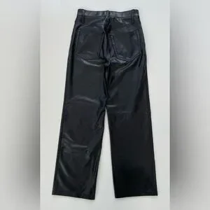 Abercrombie & Fitch Women's Black Vegan Leather 90s Relaxed Pant Size 26 Or 2
