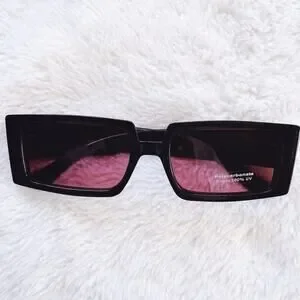 Abigail Black w/ Red Tint Rectangular Sunglasses