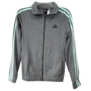 Adidas Performance Jacket Full Zip Track Jacket Mint Green Stripes Grey Size XS