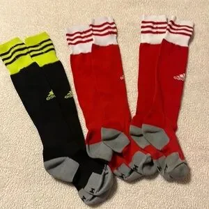 Adidas Soccer Socks Red & White Black & Green Bundle
