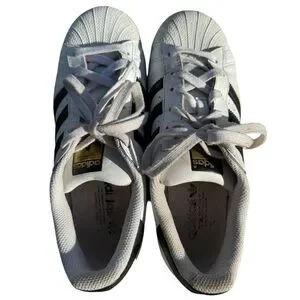 Adidas Superstar Sneakers White Black Clamshell Retro 70’s Sz Big Boy 7