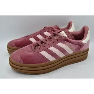 Adidas Womens Size 10 Gazelle Bold Gum Velvet Pink Platform Casual Sneakers