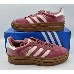 Adidas Womens Size 10 Gazelle Bold Gum Velvet Pink Platform Casual Sneakers