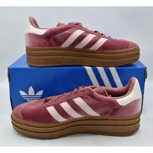 Adidas Womens Size 10 Gazelle Bold Gum Velvet Pink Platform Casual Sneakers