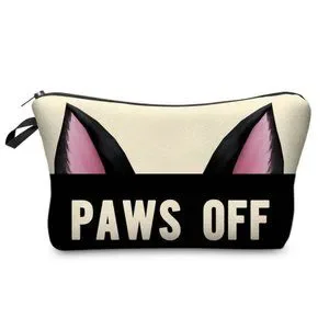 Adorable Kitty Paws Off Makeup Bag In Cool Black And Cream