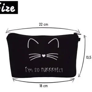 Adorable Kitty Paws Off Makeup Bag In Cool Black And Cream