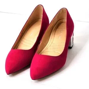 Adrienne Vittadini Flori Suede Pointed Toe Metallic Heel Pumps Size 7.5