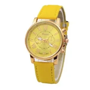 **AELLA* Yellow x Gold Classic Solid Color Fashion Quartz Watch