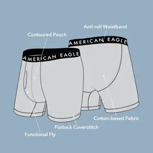 AEO Men's 6" Classic Boxer Brief 5-Pack XS Multi-Color NEW