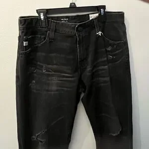 AG Jeans The Tellis Modern Slim Vapor Wash Distressed Black Size 30 NWT